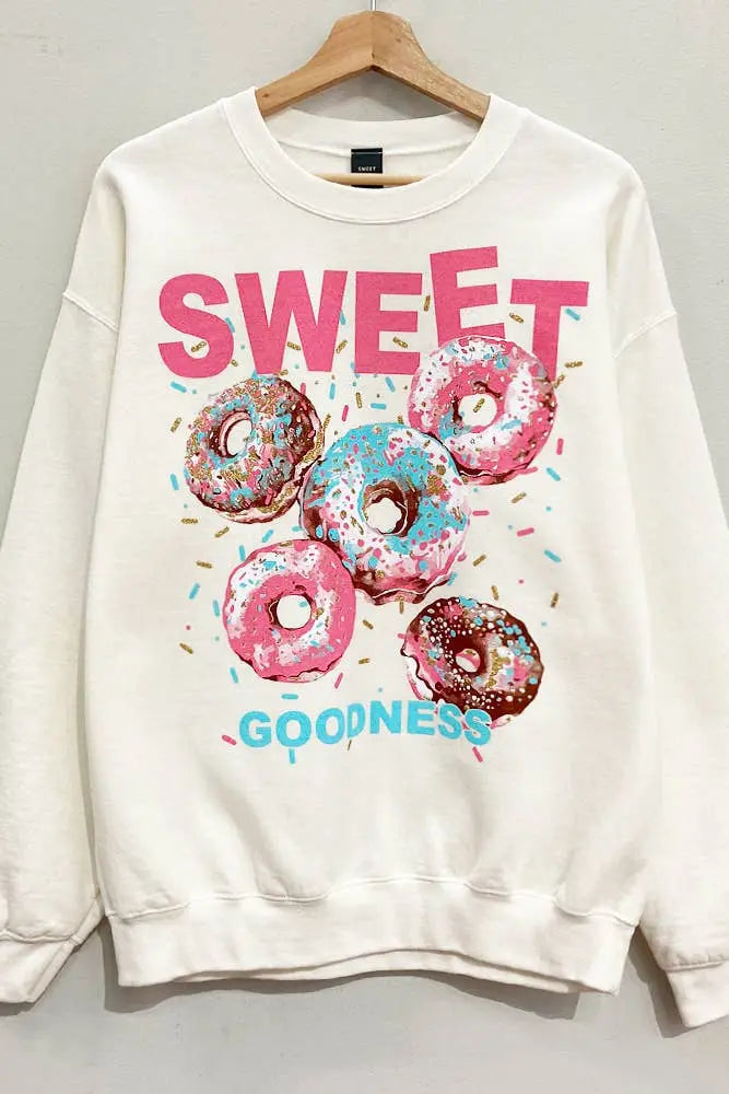 SWEET GOODNESS DONUT GRAPHIC SWEATSHIRT