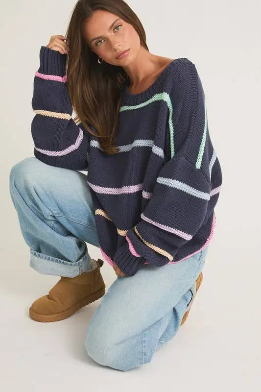 STRIPE LONG SLEEVE SWEATER