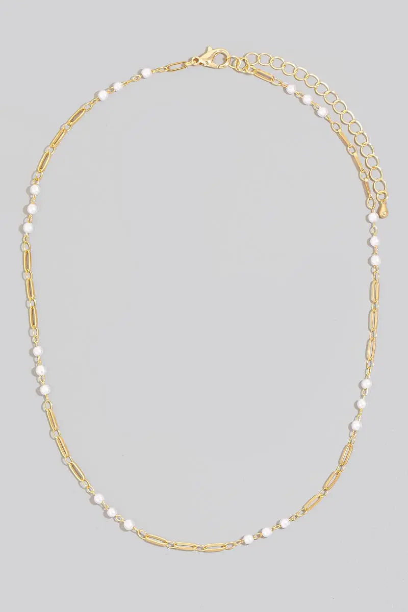 PEARL BEADED CHAIN NECKLACE