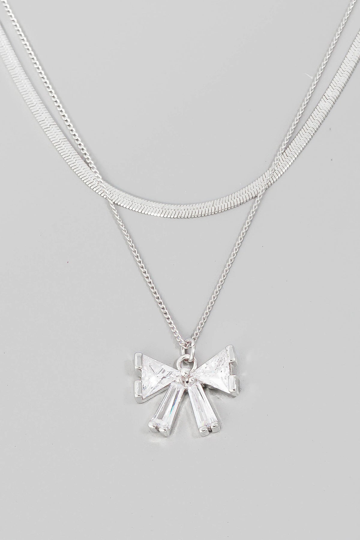 CUBIC ZIRCONIA BOW NECKLACE