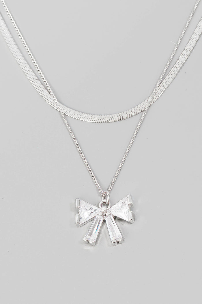 CUBIC ZIRCONIA BOW NECKLACE