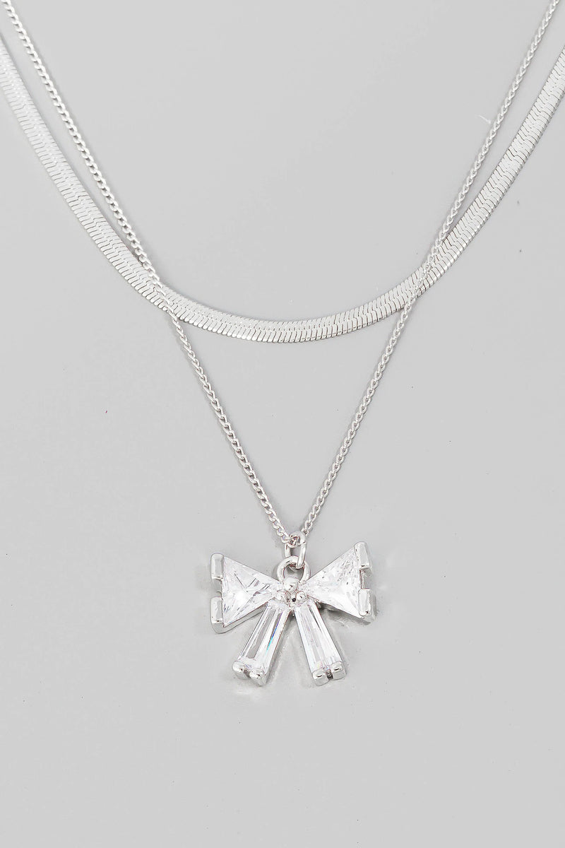 CUBIC ZIRCONIA BOW NECKLACE