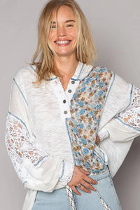 FLORAL BOHO HOODIE TOP IVORY - UNCOMMON REIGN