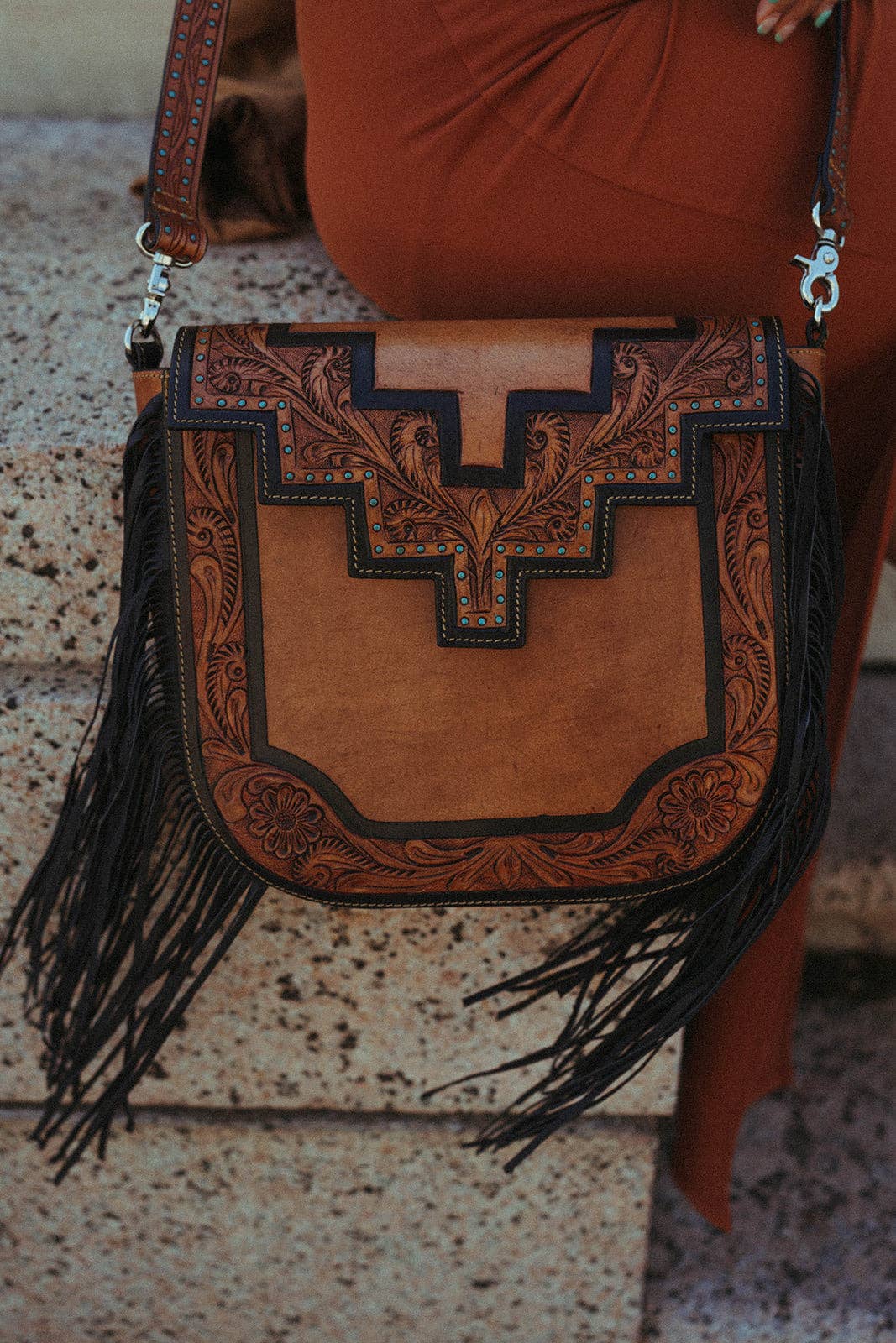 THE AUSTIN HYDE LEATHER TOOLED BAG