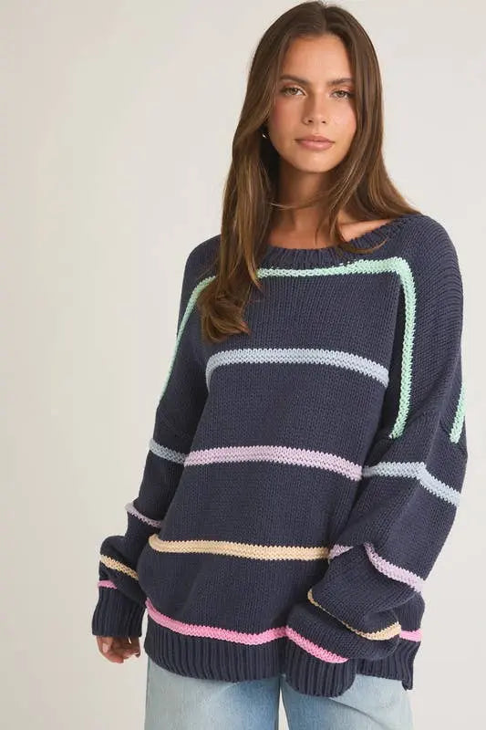 STRIPE LONG SLEEVE SWEATER