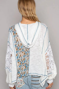 FLORAL BOHO HOODIE TOP IVORY - UNCOMMON REIGN