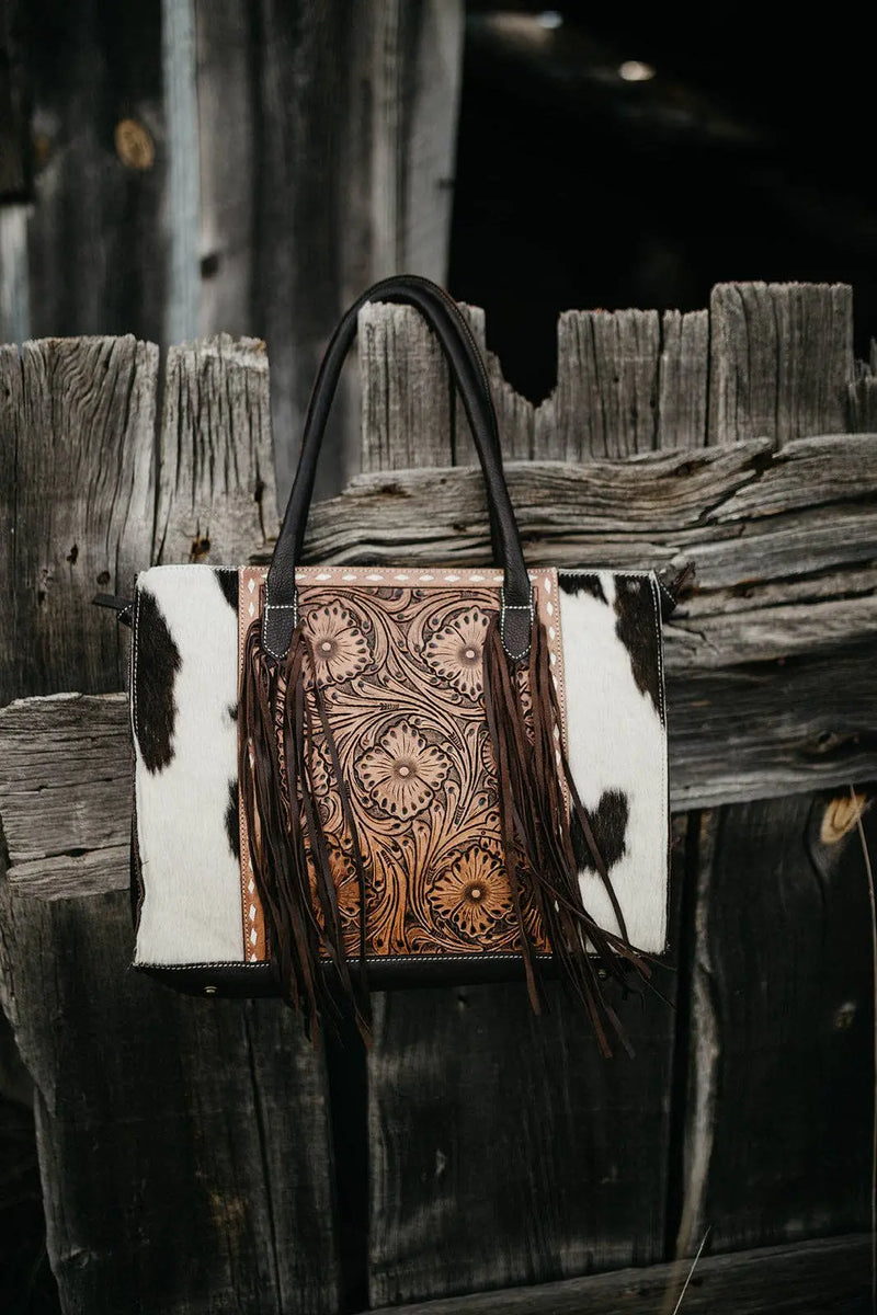 THE MYRA COWHIDE LEATHER TOTE