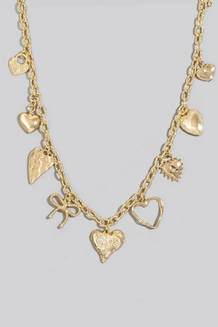 HEART RIBBON CHARM NECKLACE