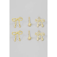 STUD MINI BOW EARRING SET