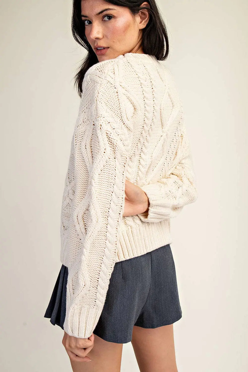 SIMPLY CABLE SWEATER IVORY