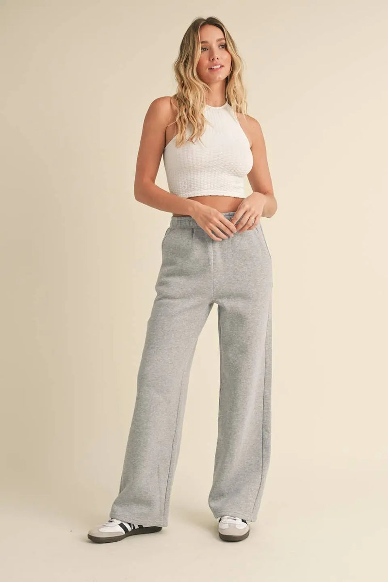 COZY FLEECE WIDE LEG SWEATPANTS