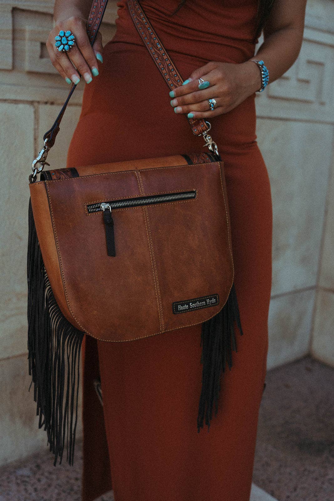 THE AUSTIN HYDE LEATHER TOOLED BAG