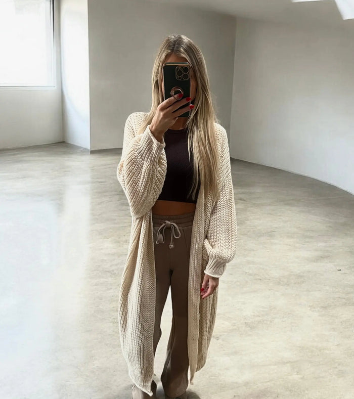 COZY BY THE FIRE LONG SLEEVE CARDIGAN-BEIGE Uncommon Reign