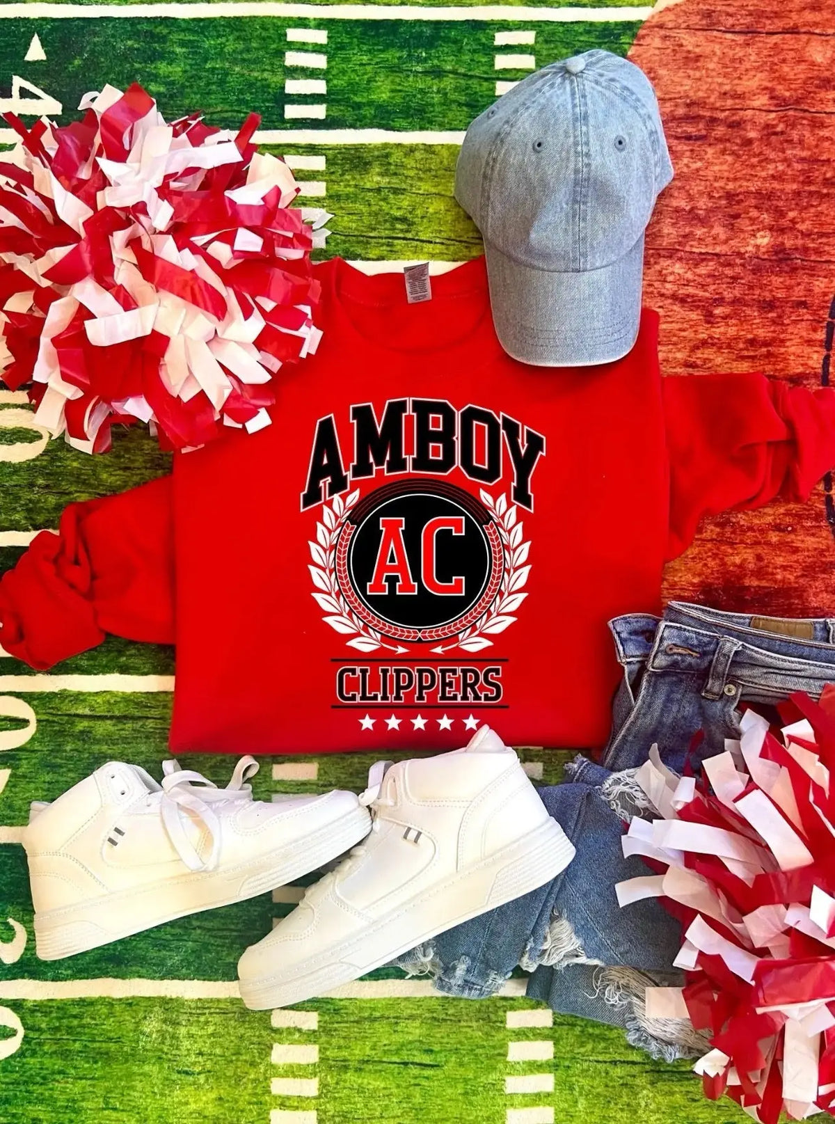 PRE ORDER- AMBOY CLIPPERS GRAPHIC SWEATSHIRT-RED