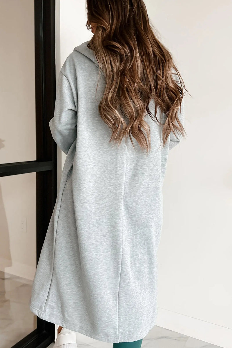 HOODED FLEECE LONG CARDIGAN