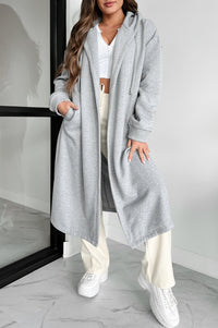 HOODED FLEECE LONG CARDIGAN