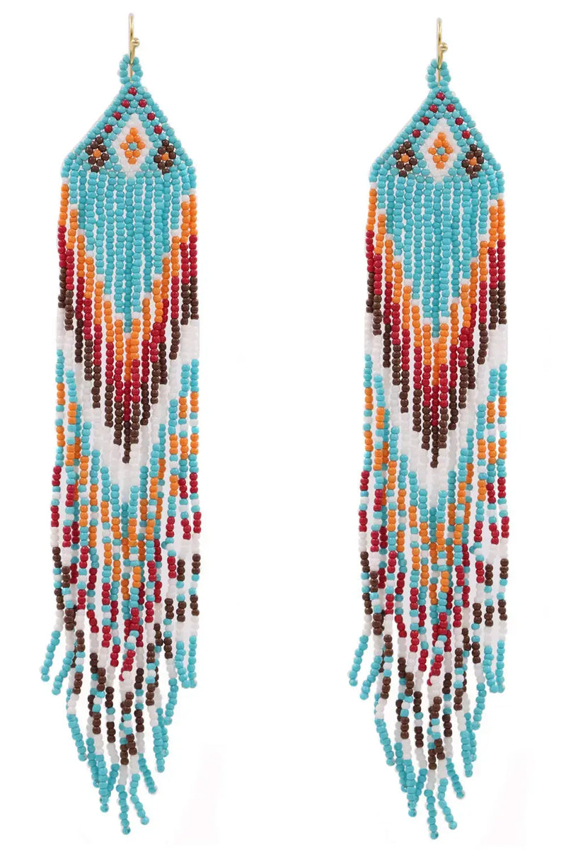 MULTI COLOR BEAD TASSEL DROP EARRINGS Uncommon Reign