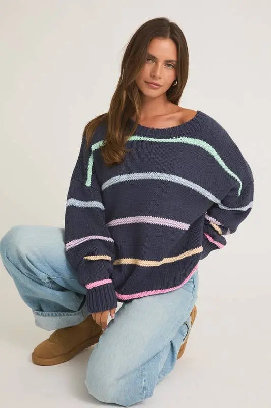 STRIPE LONG SLEEVE SWEATER