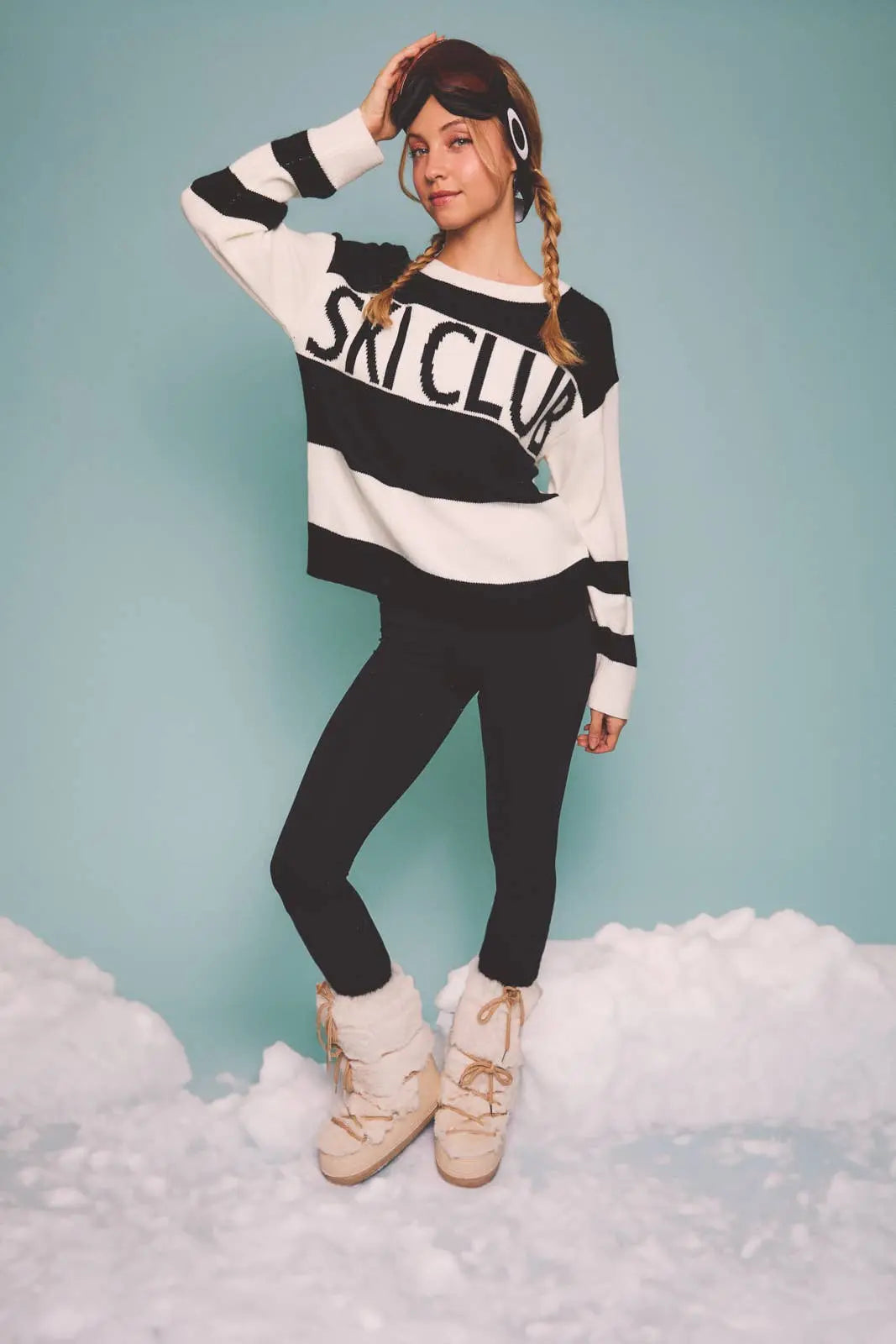 LONG SLEEVE ROUND NECK SKI CLUB SWEATER