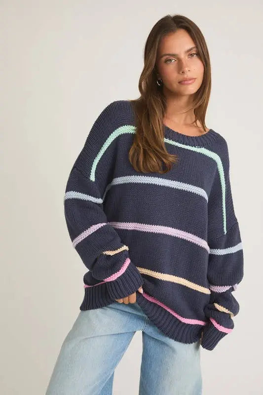 STRIPE LONG SLEEVE SWEATER