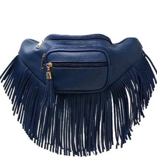 AMARILLO FRINGE TASSEL FANNY PACK - NAVY Uncommon Reign